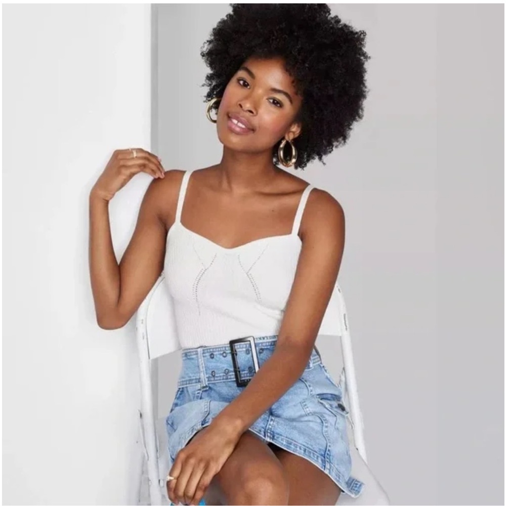 White Spaghetti Strap Sweater Tank